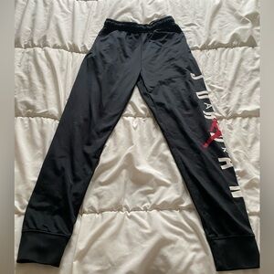 Jordan Black Youth Joggers with Red Jumpman and White Side Script
